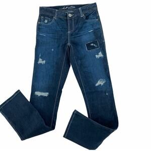 Inc Denim Dark Wash Faux Distressed Design Women's Stretch Jeans Size 2